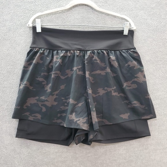 Camo Pants - Spanx Women Activewear Shorts XL Green Camo Get Moving Tennis Zip Pockets